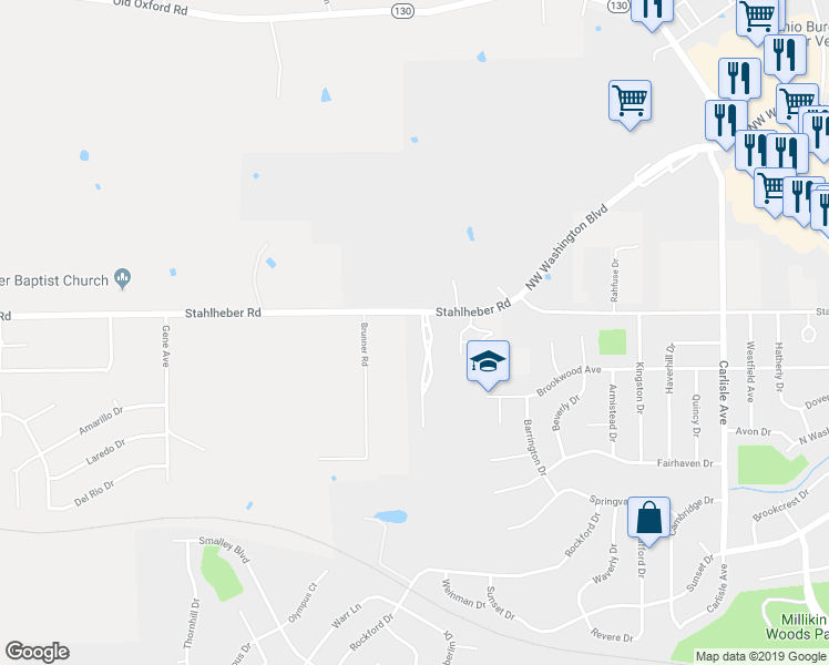 map of restaurants, bars, coffee shops, grocery stores, and more near 1173 Arbor Springs Dr in Hamilton