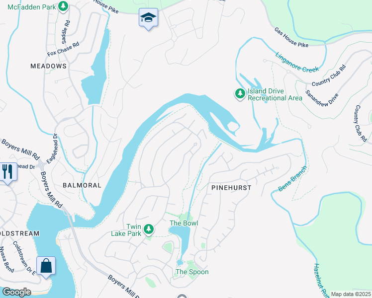 map of restaurants, bars, coffee shops, grocery stores, and more near 10632 Old Barn Road in New Market