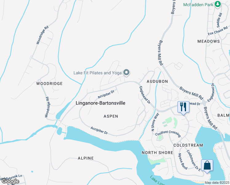 map of restaurants, bars, coffee shops, grocery stores, and more near 6600 Accipiter Drive in New Market