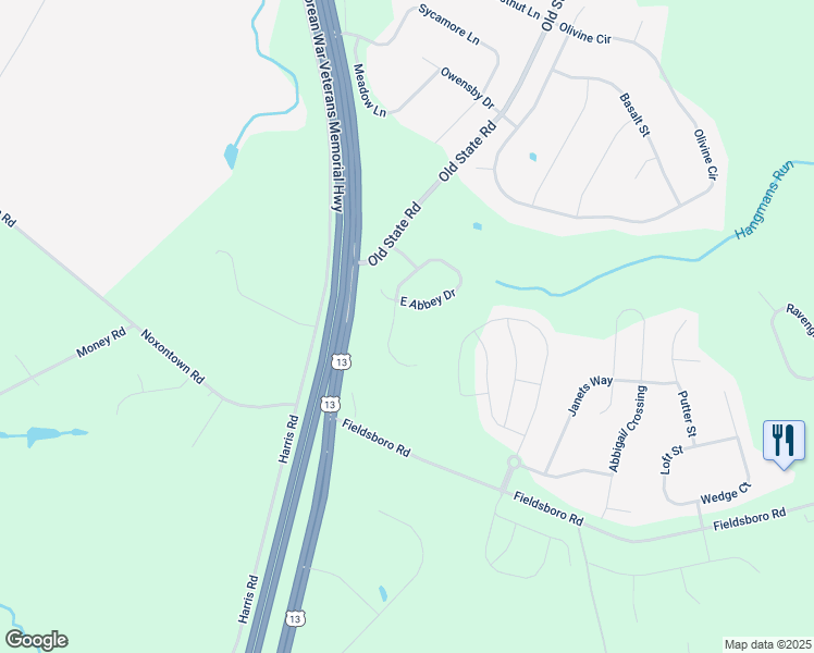 map of restaurants, bars, coffee shops, grocery stores, and more near 111 West Abbey Drive in Townsend