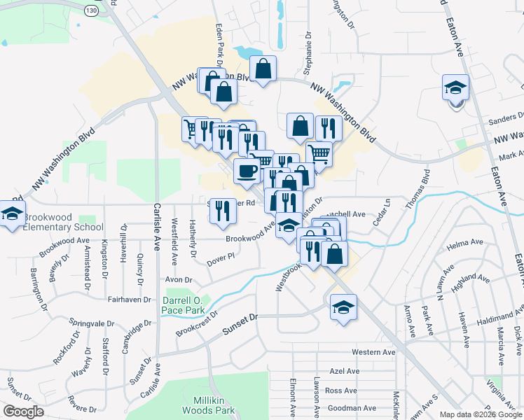 map of restaurants, bars, coffee shops, grocery stores, and more near 1315 Main Street in Hamilton