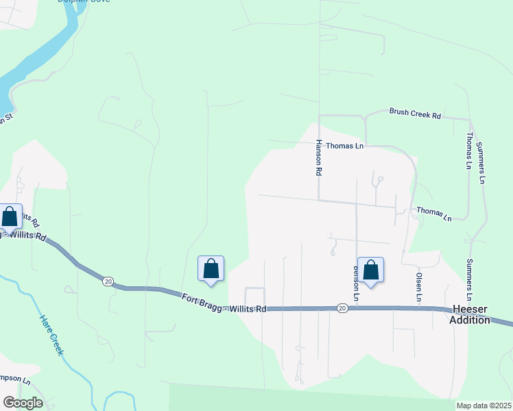 map of restaurants, bars, coffee shops, grocery stores, and more near 19688 Benson Lane in Fort Bragg