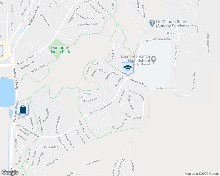 map of restaurants, bars, coffee shops, grocery stores, and more near 10660 Cedar Bend Court in Reno