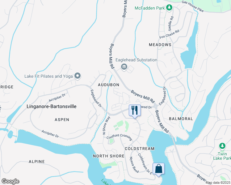 map of restaurants, bars, coffee shops, grocery stores, and more near 10214 Nuthatch Drive in New Market