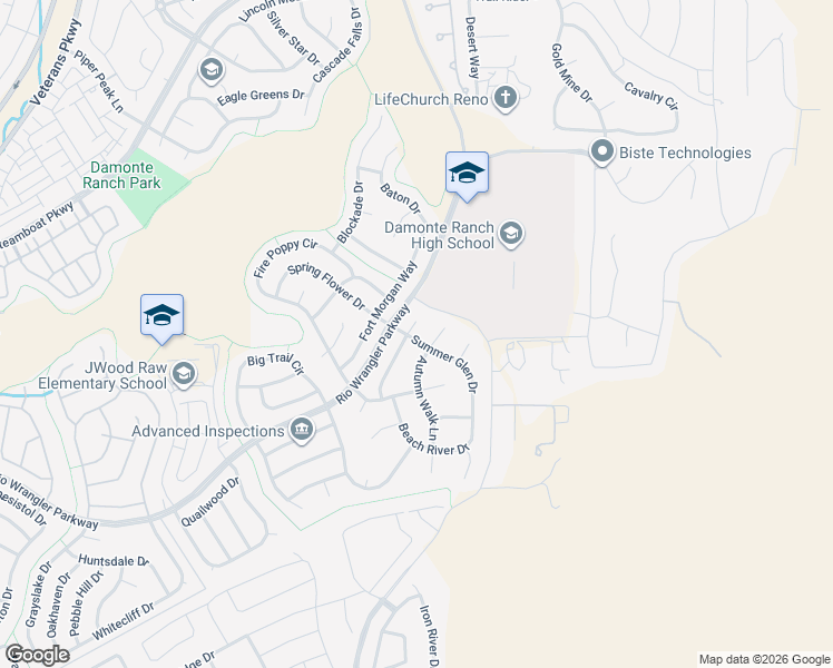 map of restaurants, bars, coffee shops, grocery stores, and more near 10610 Apple Mill Drive in Reno