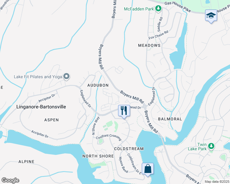 map of restaurants, bars, coffee shops, grocery stores, and more near 10279 White Pelican Way in New Market