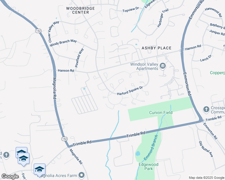 map of restaurants, bars, coffee shops, grocery stores, and more near 1302 Harford Square Drive in Edgewood