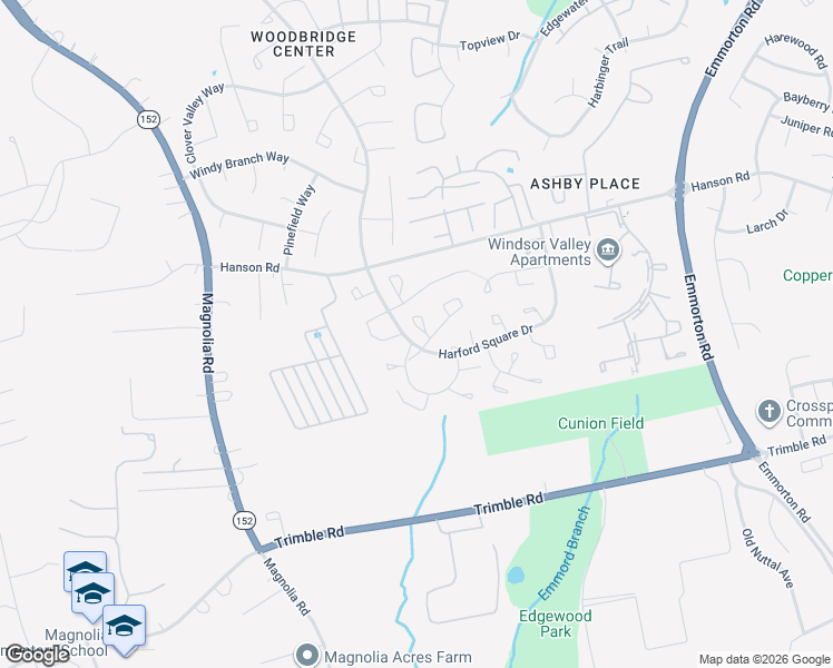 map of restaurants, bars, coffee shops, grocery stores, and more near 1310 Harford Square Drive in Edgewood