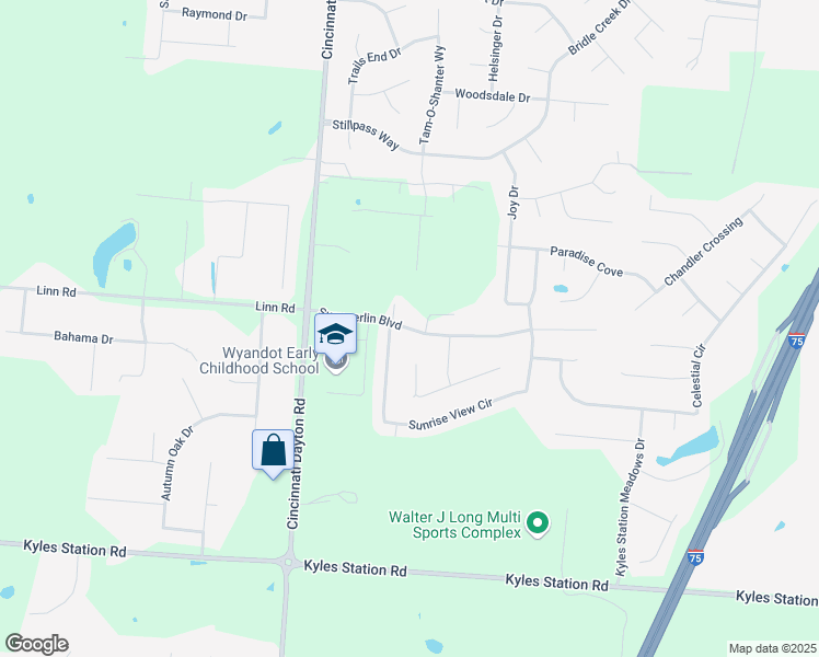 map of restaurants, bars, coffee shops, grocery stores, and more near 7667 Summerlin Boulevard in Butler County