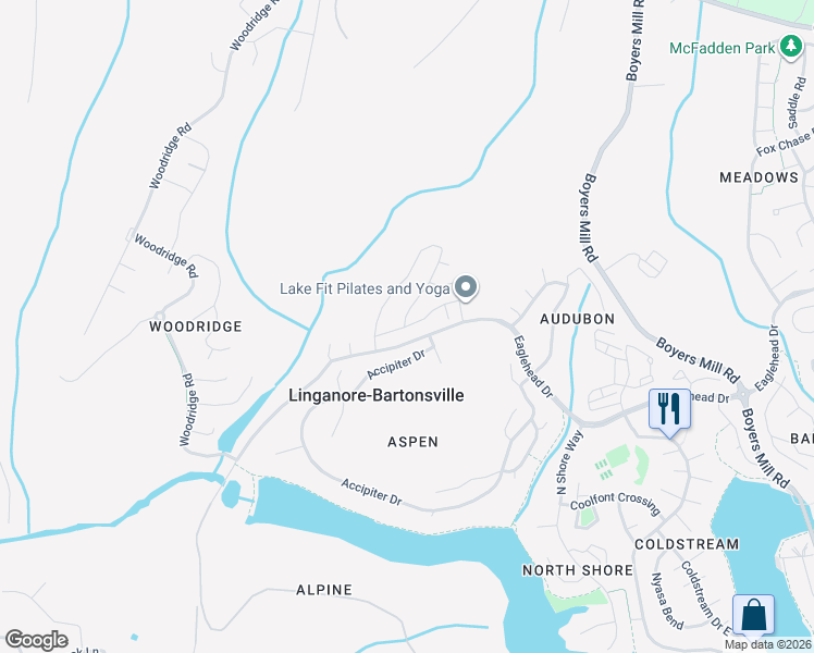 map of restaurants, bars, coffee shops, grocery stores, and more near 9910 Arapahoe Road in New Market