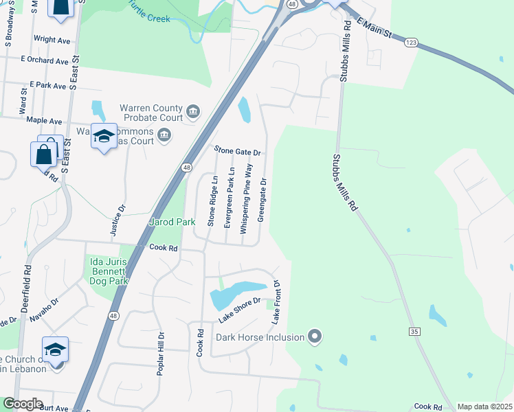 map of restaurants, bars, coffee shops, grocery stores, and more near 943 Greengate Drive in Lebanon