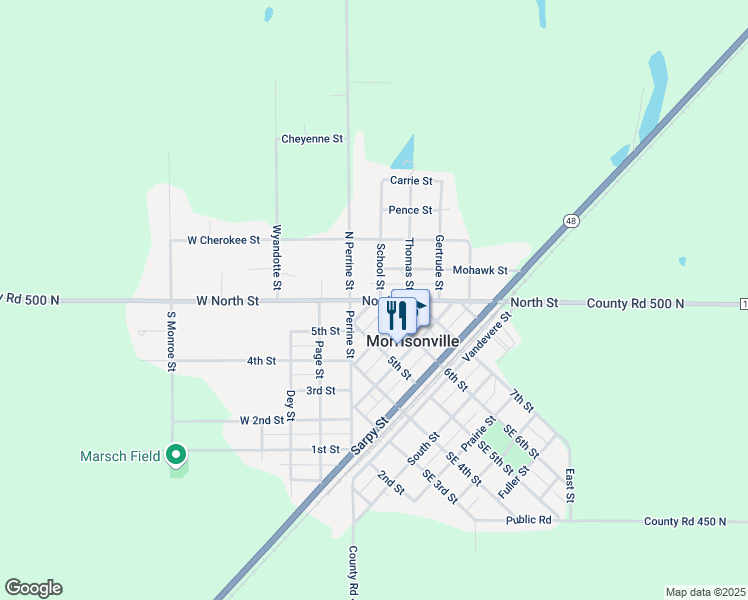 map of restaurants, bars, coffee shops, grocery stores, and more near County Highway 10 in Morrisonville