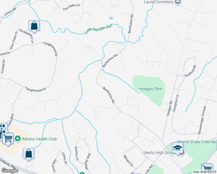 map of restaurants, bars, coffee shops, grocery stores, and more near 5603 Bartholow Road in Eldersburg