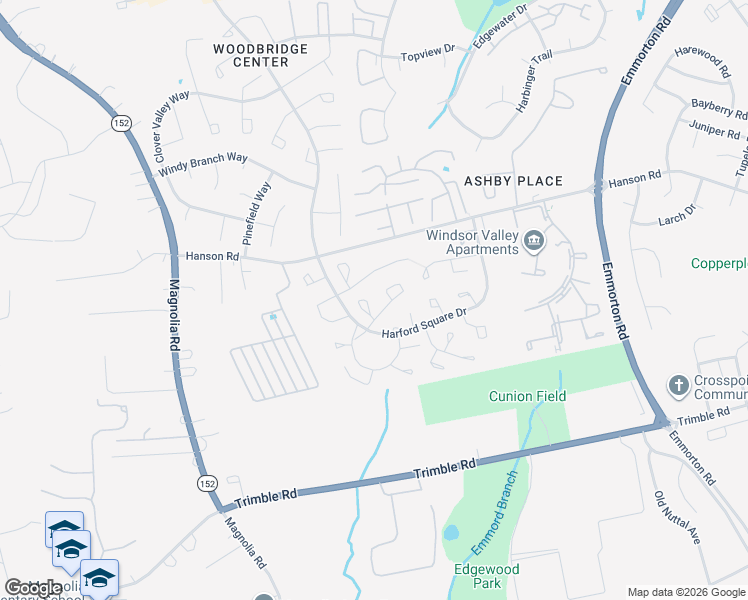 map of restaurants, bars, coffee shops, grocery stores, and more near 1346 Harford Square Drive in Edgewood
