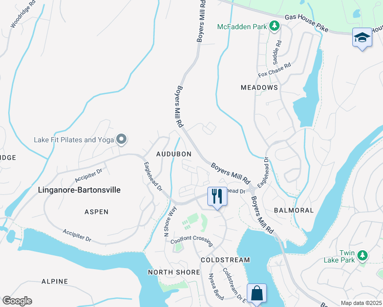 map of restaurants, bars, coffee shops, grocery stores, and more near 6839 Sanderling Court in New Market