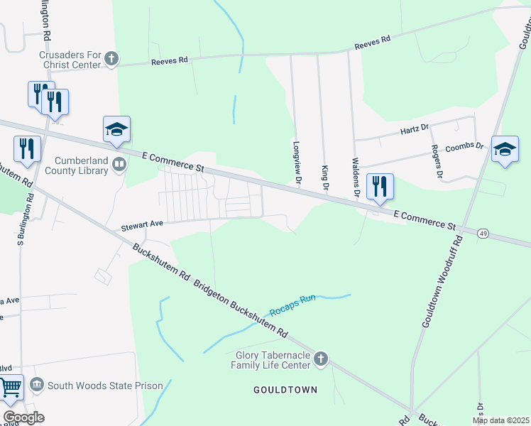map of restaurants, bars, coffee shops, grocery stores, and more near 23 Sunset Avenue in Bridgeton