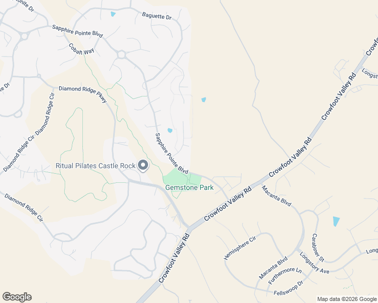 map of restaurants, bars, coffee shops, grocery stores, and more near 2126 Marble Court in Castle Rock