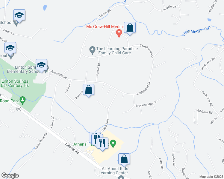 map of restaurants, bars, coffee shops, grocery stores, and more near 419 Ronsdale Road in Eldersburg