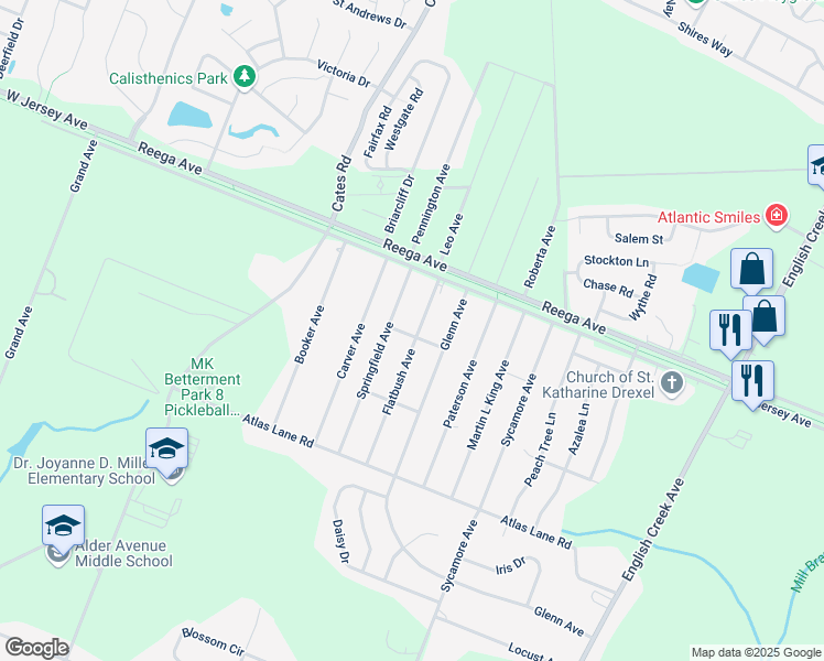 map of restaurants, bars, coffee shops, grocery stores, and more near 6048 Baltimore Avenue in Egg Harbor Township