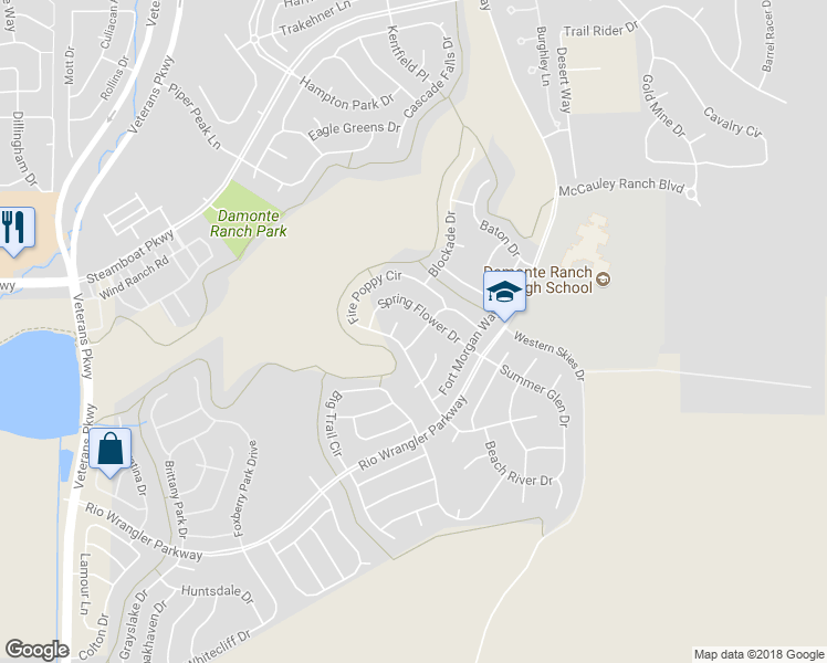 map of restaurants, bars, coffee shops, grocery stores, and more near 10740 Copper Lake Drive in Reno