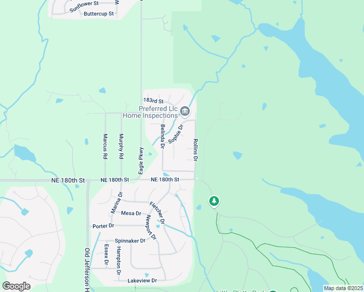 map of restaurants, bars, coffee shops, grocery stores, and more near 18109 Guinevere Court in Smithville