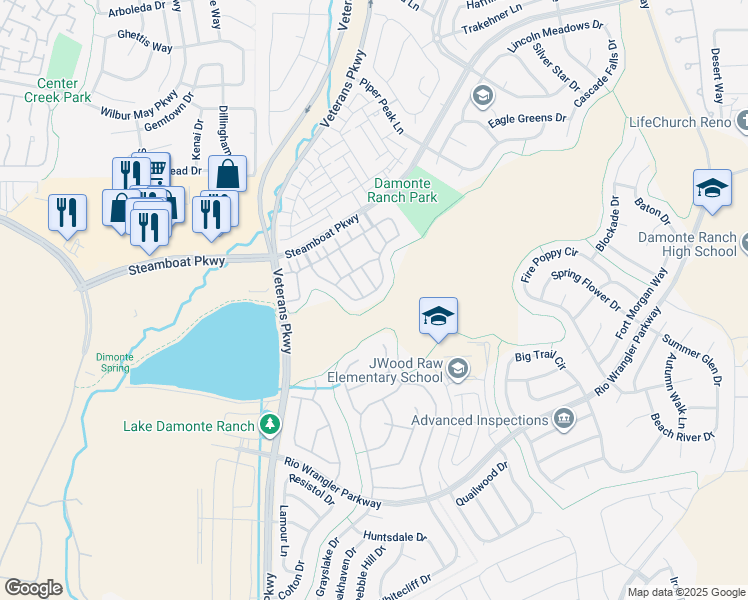 map of restaurants, bars, coffee shops, grocery stores, and more near 1840 Dark Horse Road in Reno