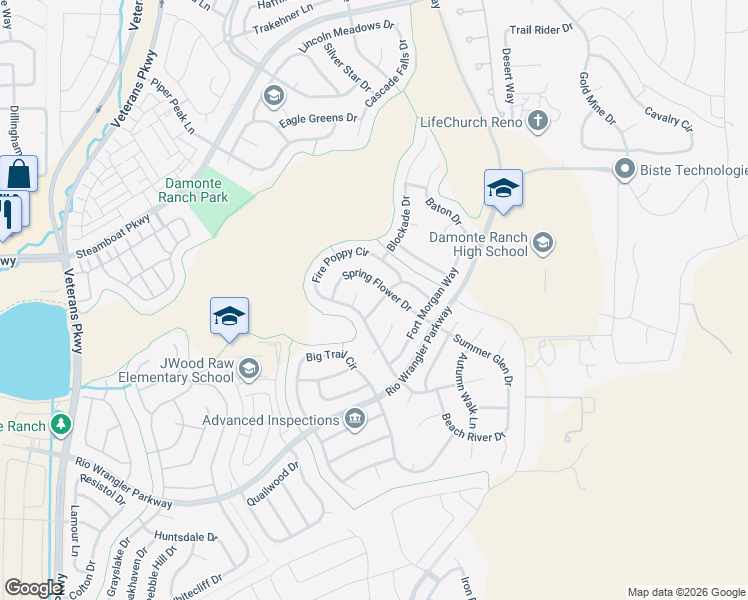 map of restaurants, bars, coffee shops, grocery stores, and more near 10745 Copper Lake Drive in Reno