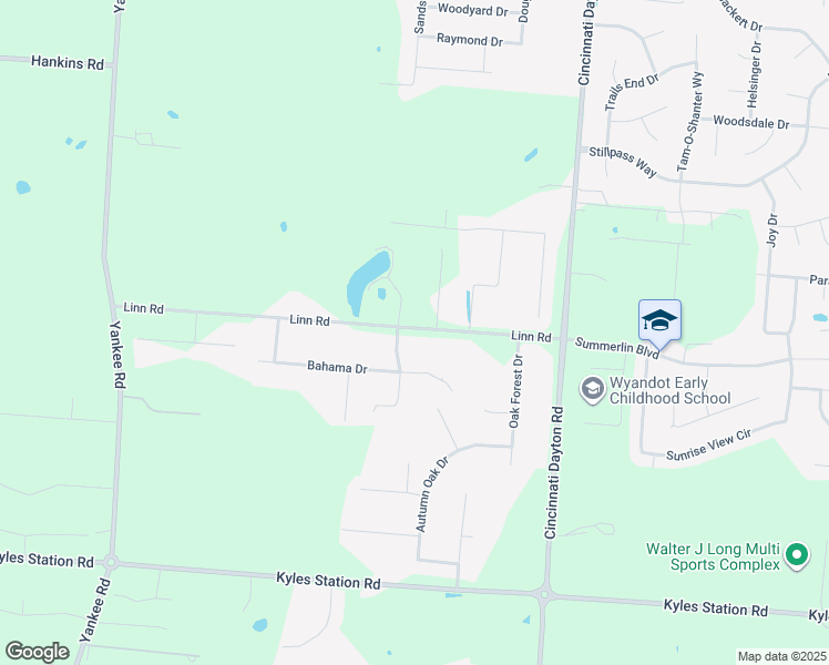 map of restaurants, bars, coffee shops, grocery stores, and more near 7405 Linn Road in Butler County