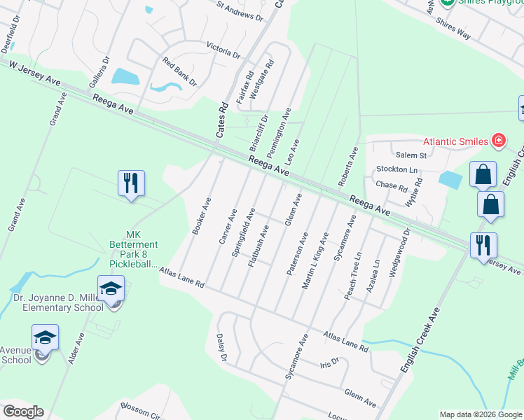 map of restaurants, bars, coffee shops, grocery stores, and more near 6048 Baltimore Avenue in Egg Harbor Township