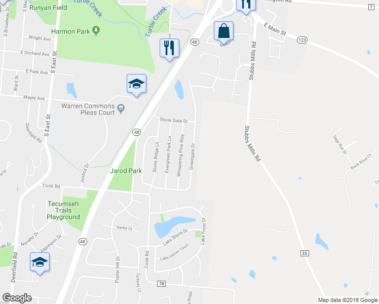 map of restaurants, bars, coffee shops, grocery stores, and more near 931 Greengate Drive in Lebanon