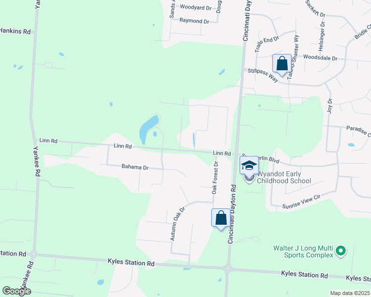 map of restaurants, bars, coffee shops, grocery stores, and more near 7461 Linn Road in Butler County