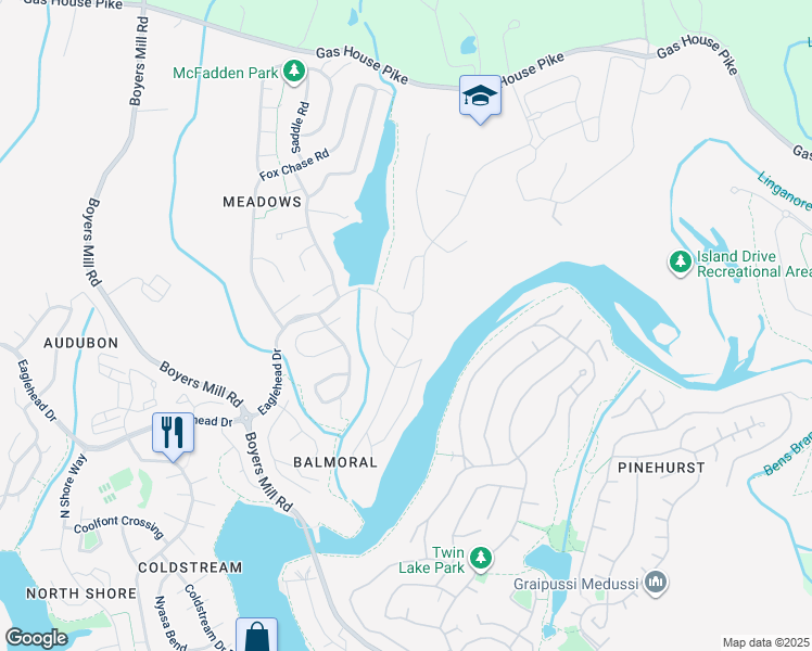 map of restaurants, bars, coffee shops, grocery stores, and more near 6798 Balmoral Ridge in New Market