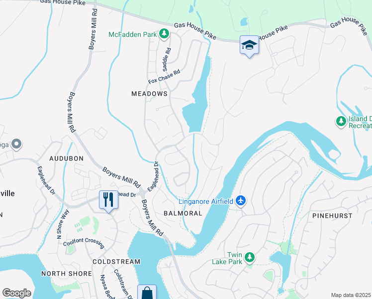 map of restaurants, bars, coffee shops, grocery stores, and more near 10403 Hedgeapple Court in New Market