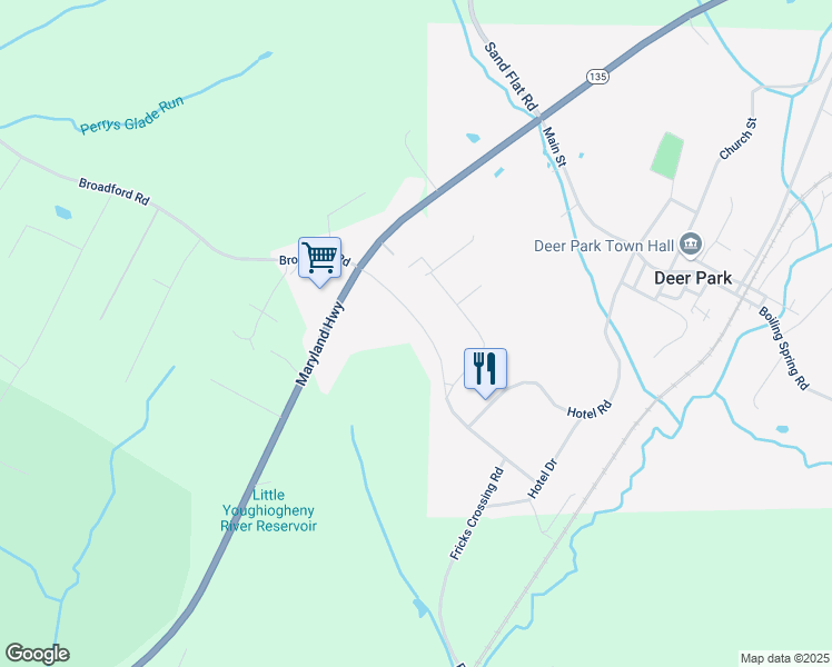 map of restaurants, bars, coffee shops, grocery stores, and more near 265 Deer Park Hotel Road in Oakland
