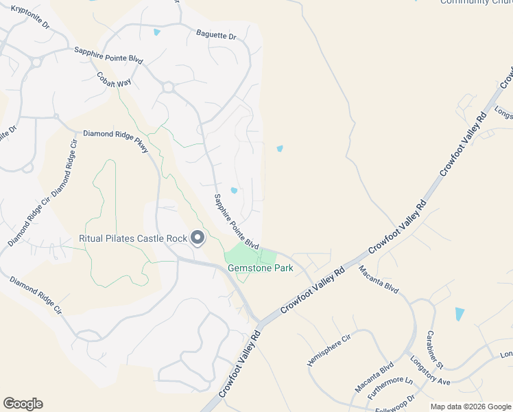 map of restaurants, bars, coffee shops, grocery stores, and more near 2126 Marble Court in Castle Rock