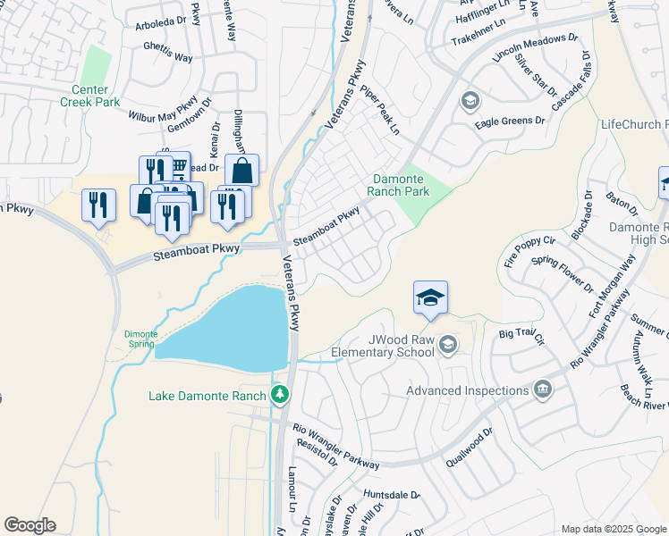 map of restaurants, bars, coffee shops, grocery stores, and more near 1960 Dark Horse Road in Reno