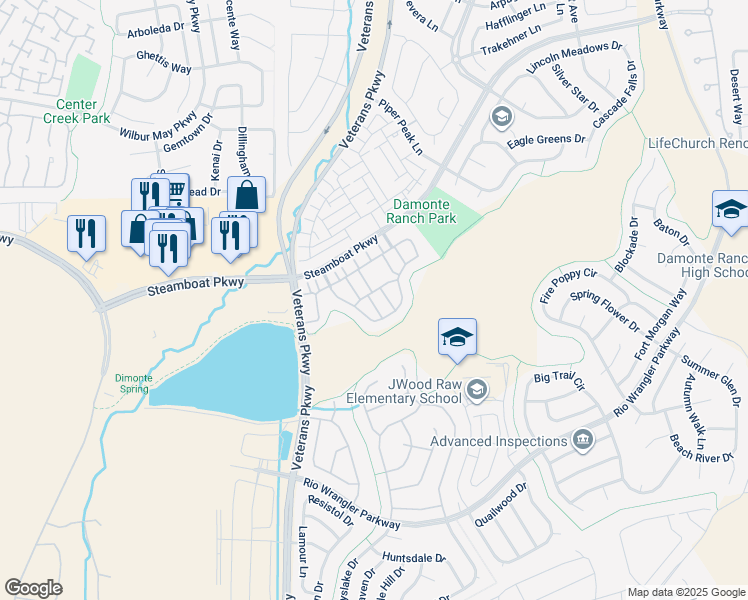 map of restaurants, bars, coffee shops, grocery stores, and more near 1865 Sea Horse Road in Reno