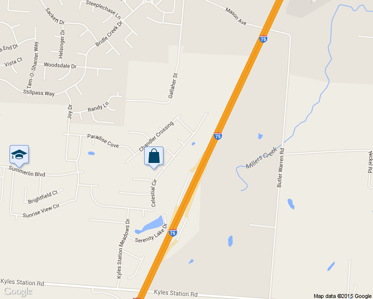 map of restaurants, bars, coffee shops, grocery stores, and more near 8301 Celestial Circle in Butler County