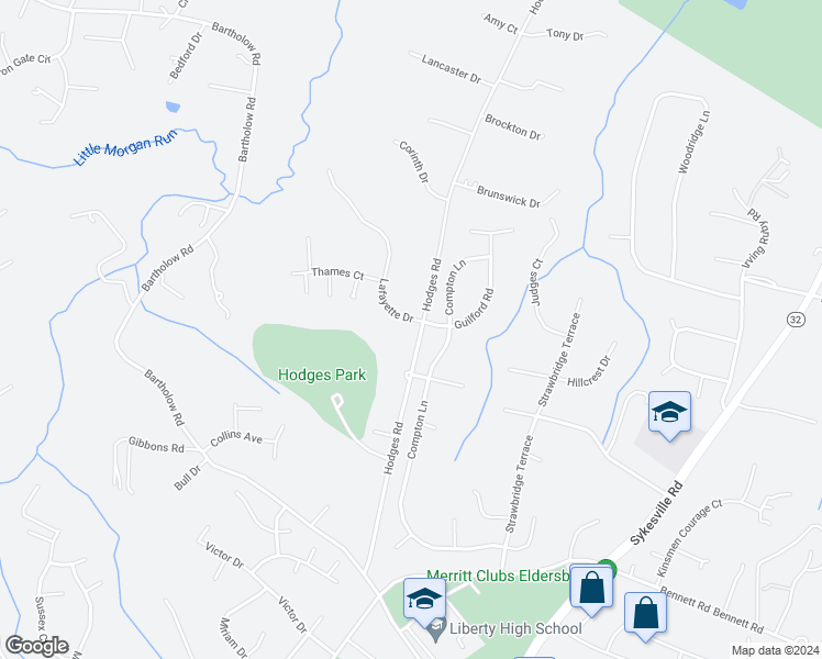 map of restaurants, bars, coffee shops, grocery stores, and more near 1191 Lafayette Drive in Eldersburg