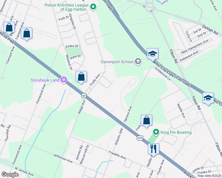 map of restaurants, bars, coffee shops, grocery stores, and more near 700 Saint Thomas Drive in Egg Harbor Township