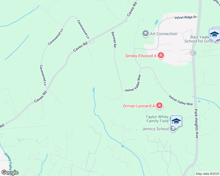 map of restaurants, bars, coffee shops, grocery stores, and more near 10902 Baronet Road in Owings Mills