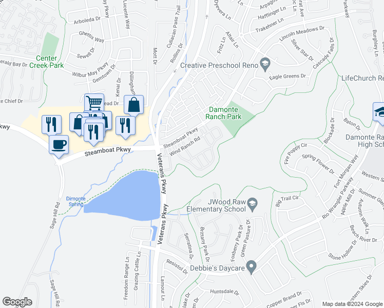 map of restaurants, bars, coffee shops, grocery stores, and more near 1865 Sea Horse Road in Reno