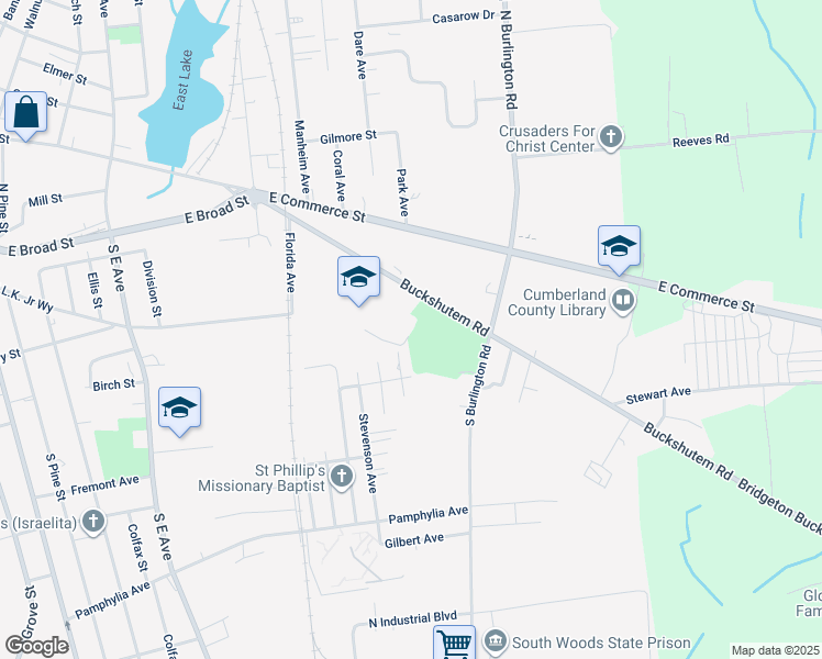 map of restaurants, bars, coffee shops, grocery stores, and more near 550 Buckshutem Road in Bridgeton