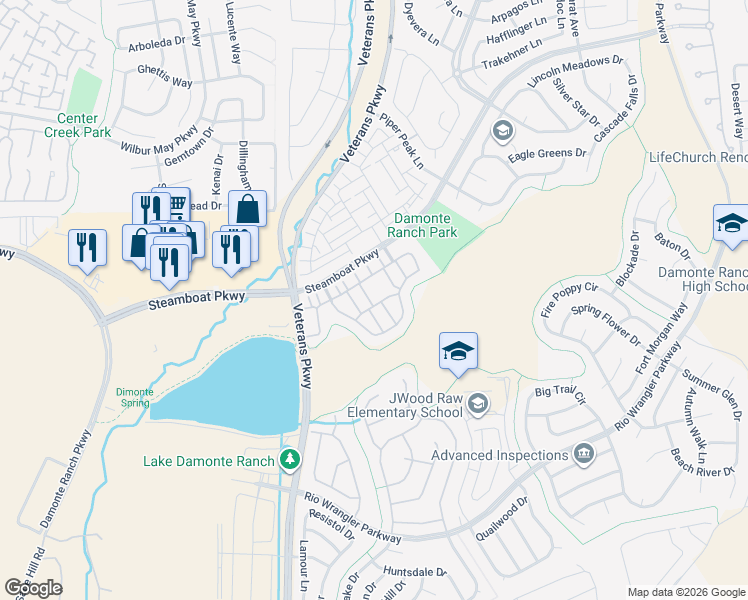 map of restaurants, bars, coffee shops, grocery stores, and more near 1865 Sea Horse Road in Reno