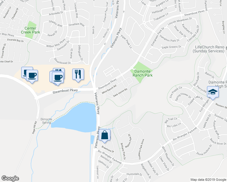 map of restaurants, bars, coffee shops, grocery stores, and more near 1865 Sea Horse Road in Reno