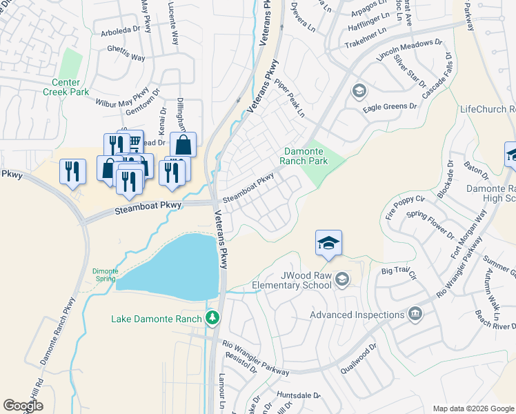 map of restaurants, bars, coffee shops, grocery stores, and more near 1865 Sea Horse Road in Reno