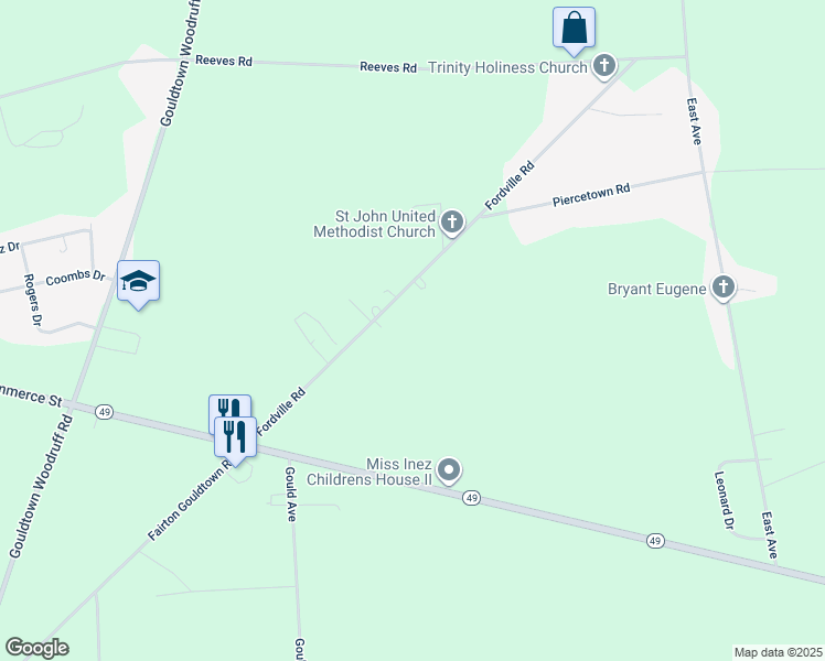 map of restaurants, bars, coffee shops, grocery stores, and more near 637 Fordville Road in Bridgeton