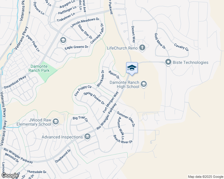 map of restaurants, bars, coffee shops, grocery stores, and more near 10545 Fort Morgan Way in Reno