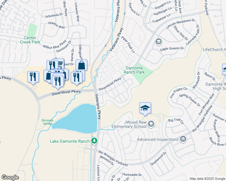 map of restaurants, bars, coffee shops, grocery stores, and more near 1865 Sea Horse Road in Reno