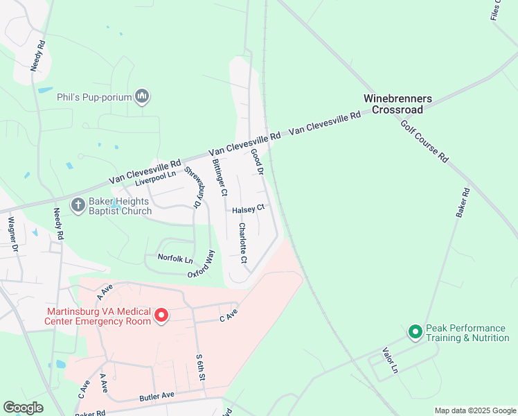 map of restaurants, bars, coffee shops, grocery stores, and more near 37 Halsey Ct in Martinsburg